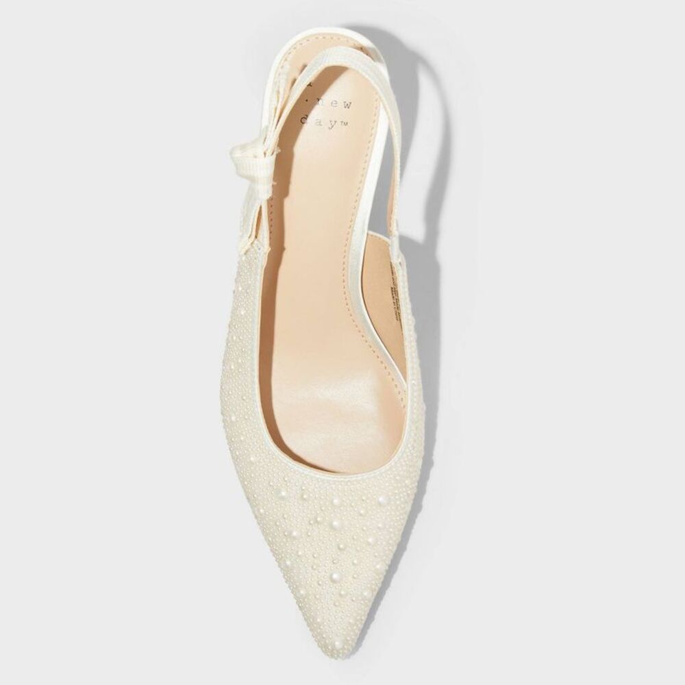 NWT - Milan Pearl Slingback Heels - ivory - Picture 3 of 7